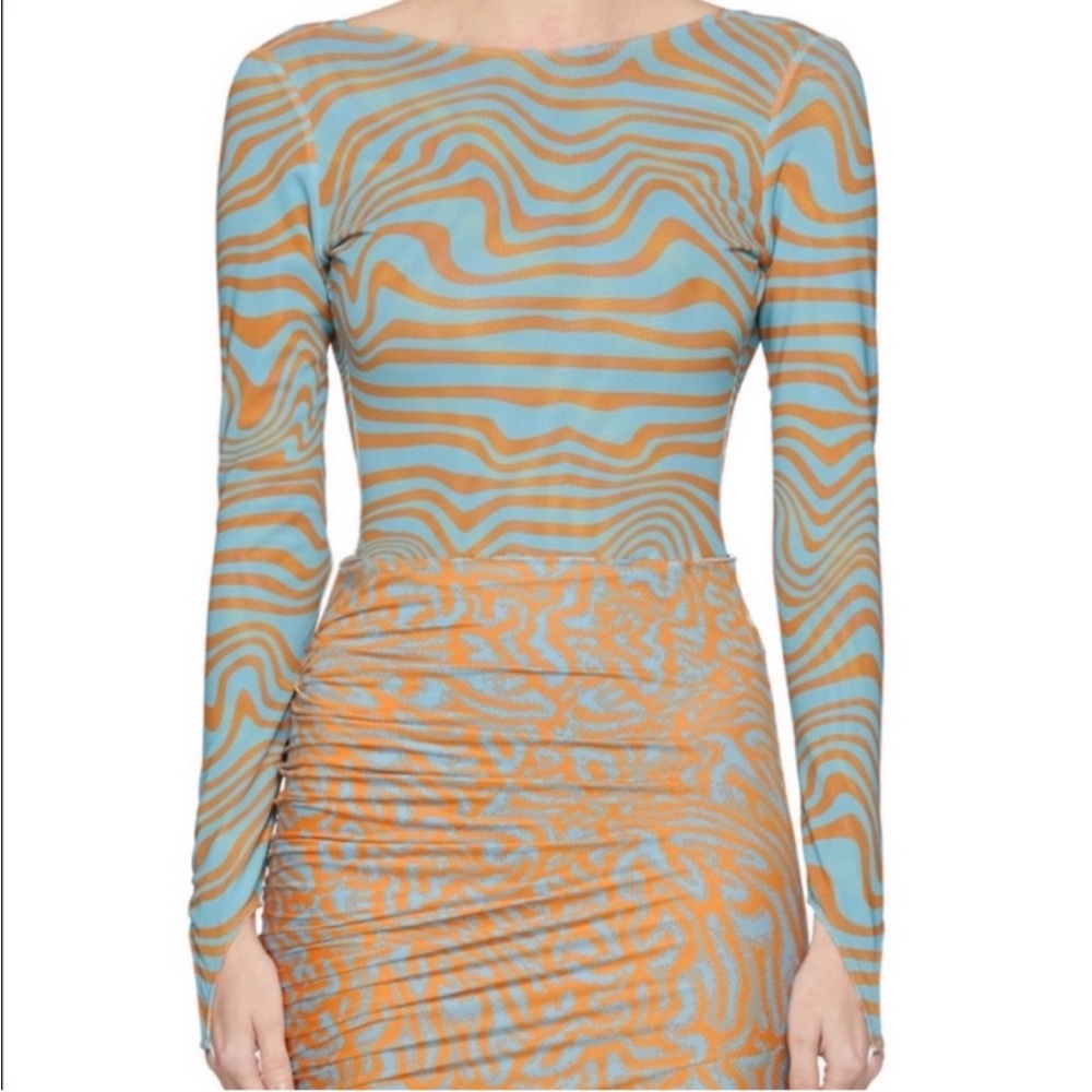 Maisie Wilen Tan and Blue Women's Bodysuit
